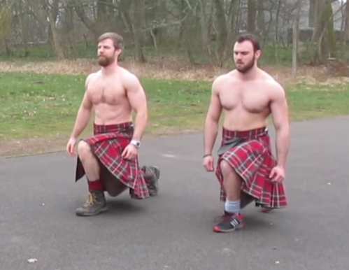 kilted coaches, scots, kilts, exercise, glutes, fitness